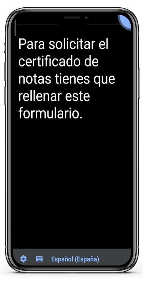 Transcripción instantánea de Google:  Voz-texto