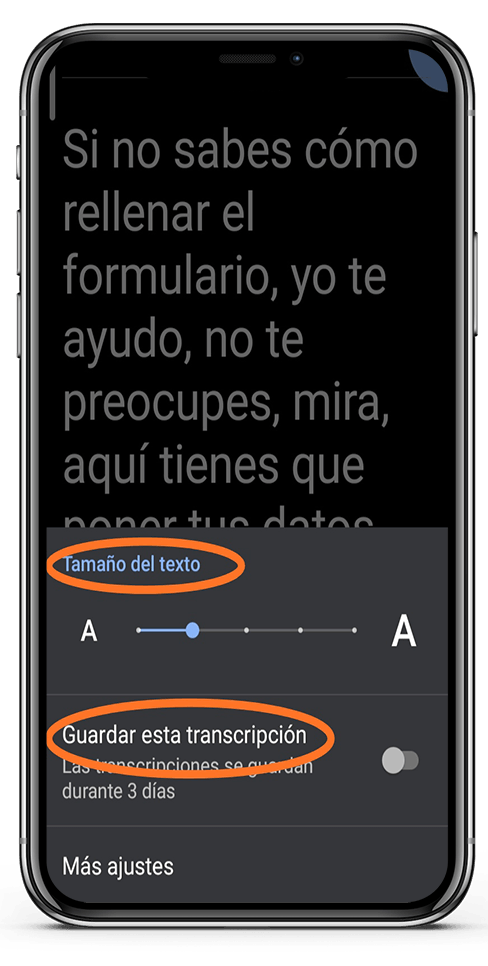 Transcripción instantánea de Google:  Voz-texto