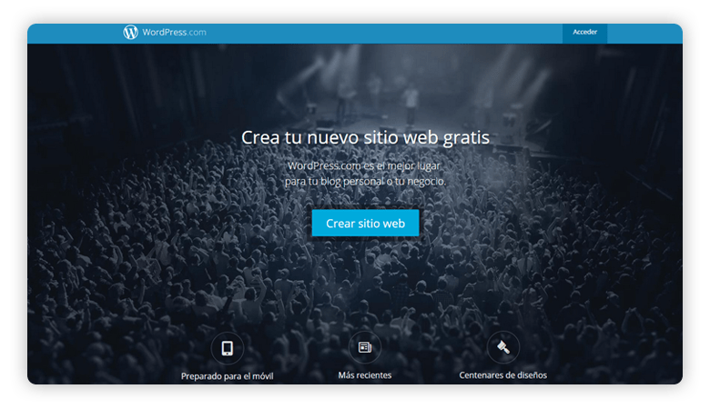 Pantalla de inidio de wordpress
