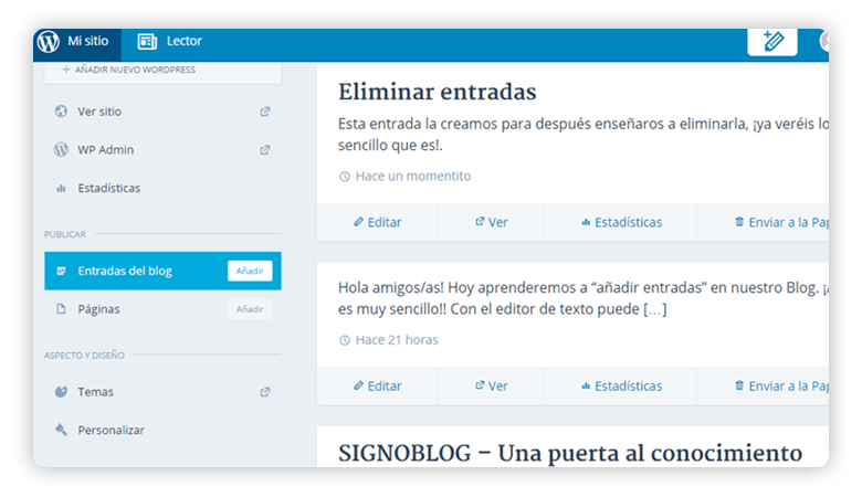 eliminar entrada