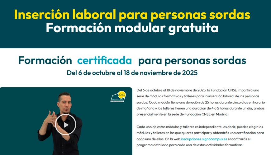 Inserción laboral para personas sordas
Formación modular gratuita
